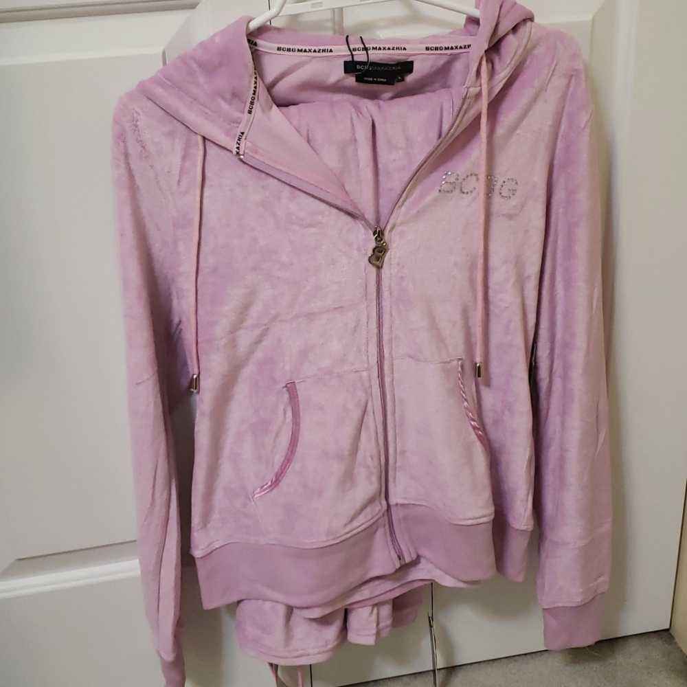 Soft terry velour track suit.  Size Large.